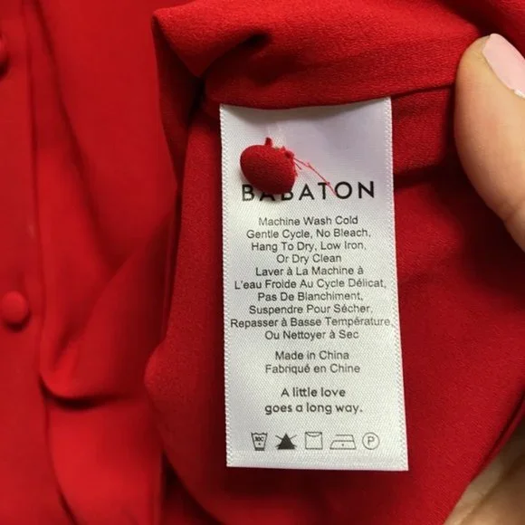❗️SOLD❗️Aritzia Babaton Red Long Sleeve Bennie Blouse Size M - Picture 8 of 9